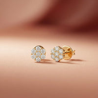 0.42Ct Moissanite Blossom Cluster Stud Earrings Gold Vermeil (2.5 Micron) Gold
