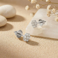 0.42Ct Moissanite Blossom Cluster Stud Earrings Gold Vermeil (2.5 Micron) White
