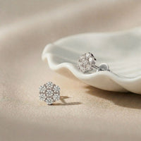 0.42Ct Moissanite Blossom Cluster Stud Earrings Gold Vermeil (2.5 Micron) White