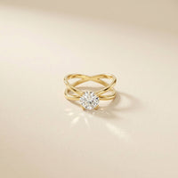 1 Ct Round Moissanite Split Shank Engagement Ring Gold