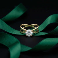 1 Ct Round Moissanite Split Shank Engagement Ring Gold