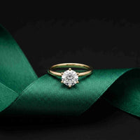 1.00Ct Round Moissanite Solitaire Engagement Ring Gold