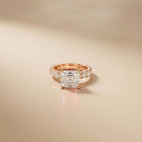 4.76 Ct Asscher Cut Moissanite Pavé Engagement Ring