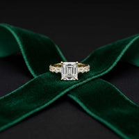 4.76 Ct Asscher Cut Moissanite Pavé Engagement Ring