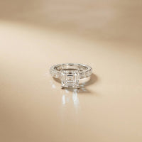 4.76 Ct Asscher Cut Moissanite Pavé Engagement Ring