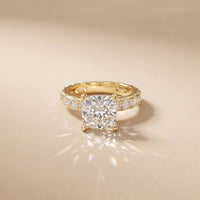 4.76 Ct Cushion Cut Moissanite Pavé Engagement Ring