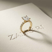 4.76 Ct Cushion Cut Moissanite Pavé Engagement Ring