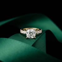 4.76 Ct Cushion Cut Moissanite Pavé Engagement Ring