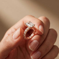 4.76 Ct Emerald Cut Moissanite Pavé Engagement Ring