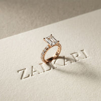 4.76 Ct Emerald Cut Moissanite Pavé Engagement Ring