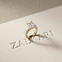4.76 Ct Emerald Cut Moissanite Pavé Engagement Ring