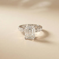 4.76 Ct Emerald Cut Moissanite Pavé Engagement Ring