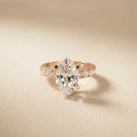 4.76 Ct Marquise Cut Moissanite Pavé Engagement Ring