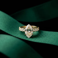 4.76 Ct Marquise Cut Moissanite Pavé Engagement Ring