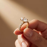 4.76 Ct Marquise Cut Moissanite Pavé Engagement Ring