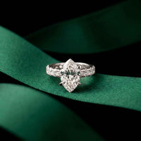 4.76 Ct Marquise Cut Moissanite Pavé Engagement Ring