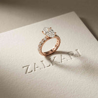 4.76 Ct Oval Moissanite Pavé Engagement Ring