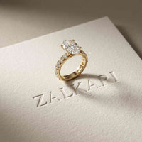 4.76 Ct Oval Moissanite Pavé Engagement Ring
