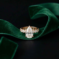 4.76 Ct Pear Moissanite Pavé Engagement Ring