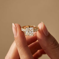 4.76 Ct Princess Cut Moissanite Hidden Halo Engagement Ring