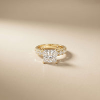 4.76 Ct Princess Cut Moissanite Hidden Halo Engagement Ring