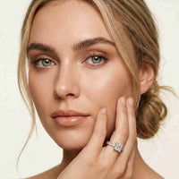 4.76 Ct Princess Cut Moissanite Hidden Halo Engagement Ring