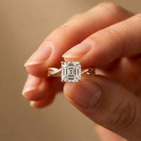 2 Ct Asscher Moissanite Spiral Shank Engagement Ring Rose Gold