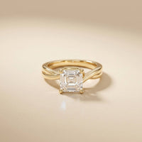 2 Ct Asscher Moissanite Spiral Shank Engagement Ring Gold