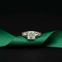 2 Ct Asscher Moissanite Spiral Shank Engagement Ring White