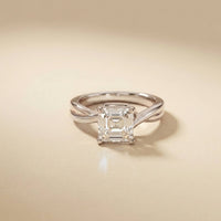 2 Ct Asscher Moissanite Spiral Shank Engagement Ring White