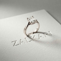 2 Ct Asscher Moissanite Spiral Shank Engagement Ring White