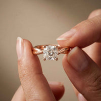 2 Ct Cushion Cut Moissanite Engagement Promise Ring Rose Gold