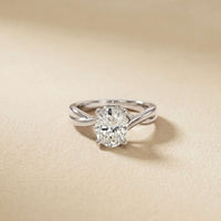 2 Ct Oval Moissanite Twisted Shank Engagement Ring White