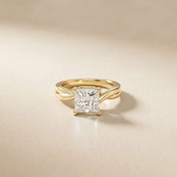 2 Ct Princess Cut Moissanite Promise Ring for Women Gold