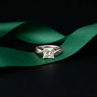 2 Ct Princess Cut Moissanite Promise Ring for Women White