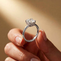 2.4 Ct Asscher Cut Moissanite Hidden Halo Engagement Ring