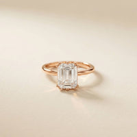 2.5 Ct Emerald Moissanite Floating Solitaire Engagement Ring
