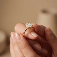 2.5 Ct Emerald Moissanite Floating Solitaire Engagement Ring