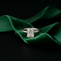 2.5 Ct Emerald Moissanite Floating Solitaire Engagement Ring