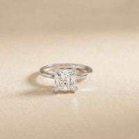 2.05 Ct Princess Moissanite Secret Halo Engagement Ring White