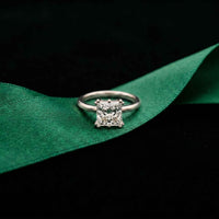 2.05 Ct Princess Moissanite Secret Halo Engagement Ring White