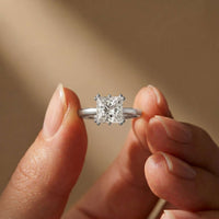 2.05 Ct Princess Moissanite Secret Halo Engagement Ring White