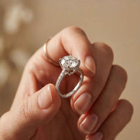 4.58 Ct Round Moissanite Delicate Hidden Halo Engagement Ring