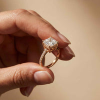 4.58 Ct Asscher Moissanite Petite Hidden Halo Engagement Ring