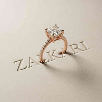 4.58 Ct Asscher Moissanite Petite Hidden Halo Engagement Ring