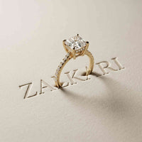 4.58 Ct Asscher Moissanite Petite Hidden Halo Engagement Ring