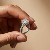 4.58 Ct Asscher Moissanite Petite Hidden Halo Engagement Ring