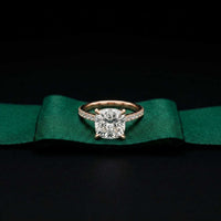 4.58 Ct Cushion Moissanite Hidden Halo Solitaire Engagement Ring