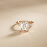 4.59 Ct Emerald Cut Moissanite Petite Engagement Ring