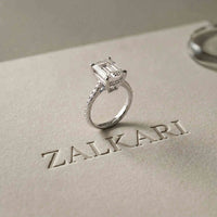 4.59 Ct Emerald Cut Moissanite Petite Engagement Ring